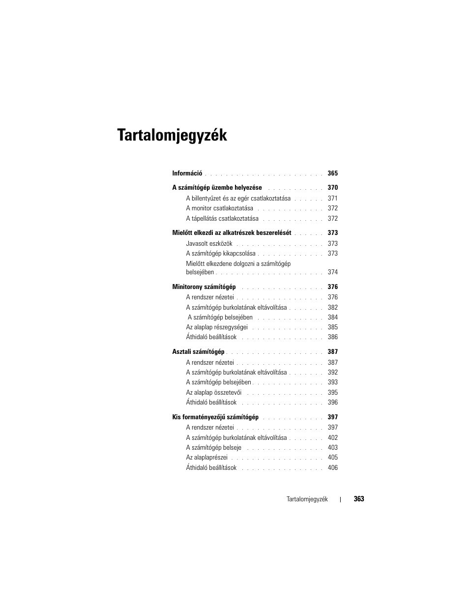 Tartalomjegyzék | Dell OptiPlex 755 User Manual | Page 363 / 622