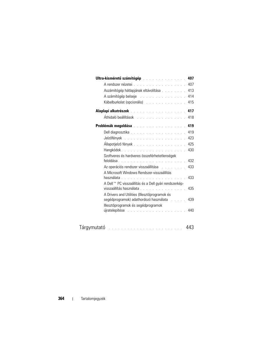 Tárgymutató | Dell OptiPlex 755 User Manual | Page 364 / 622