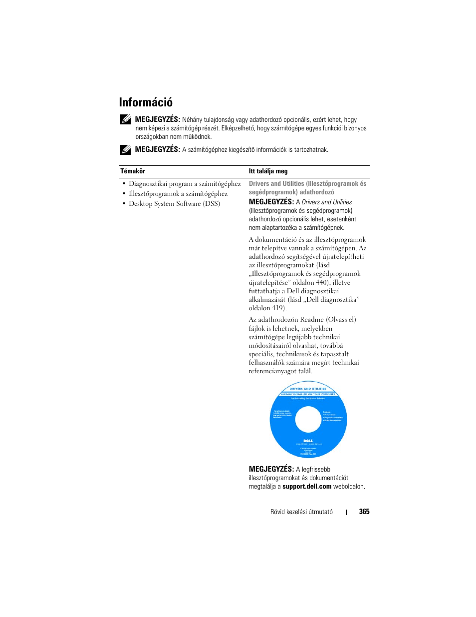 Információ | Dell OptiPlex 755 User Manual | Page 365 / 622
