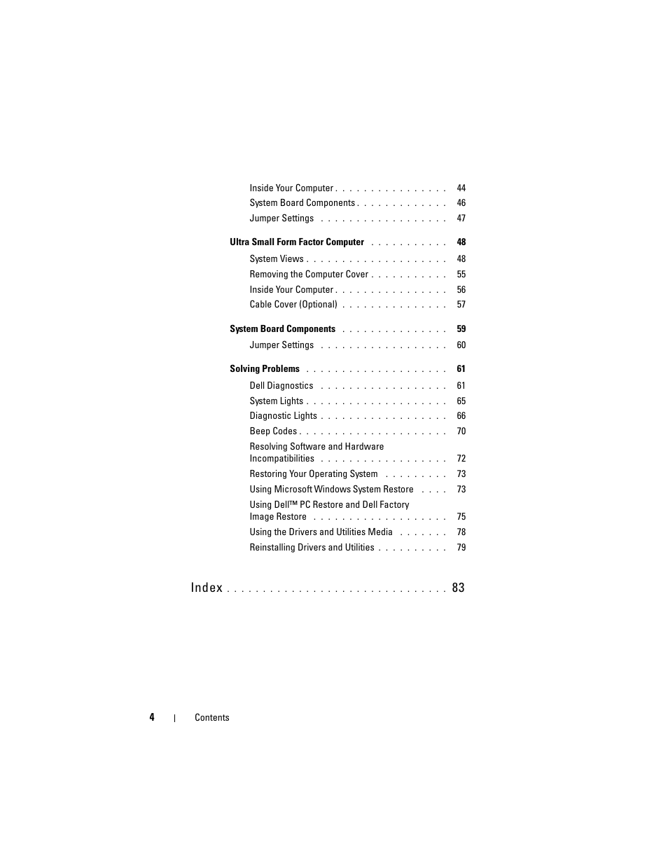 Index | Dell OptiPlex 755 User Manual | Page 4 / 622