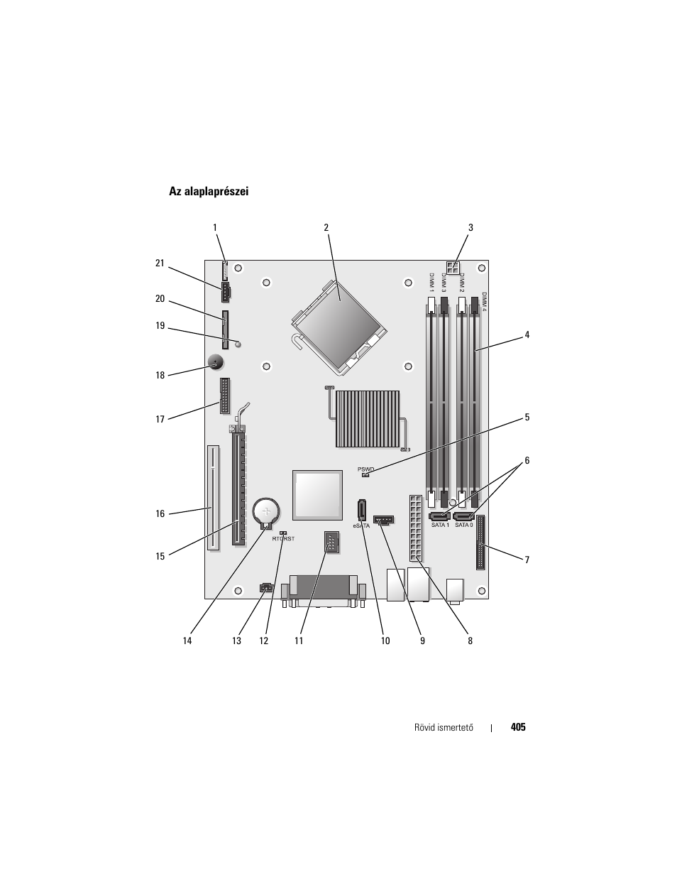 Az alaplaprészei | Dell OptiPlex 755 User Manual | Page 405 / 622