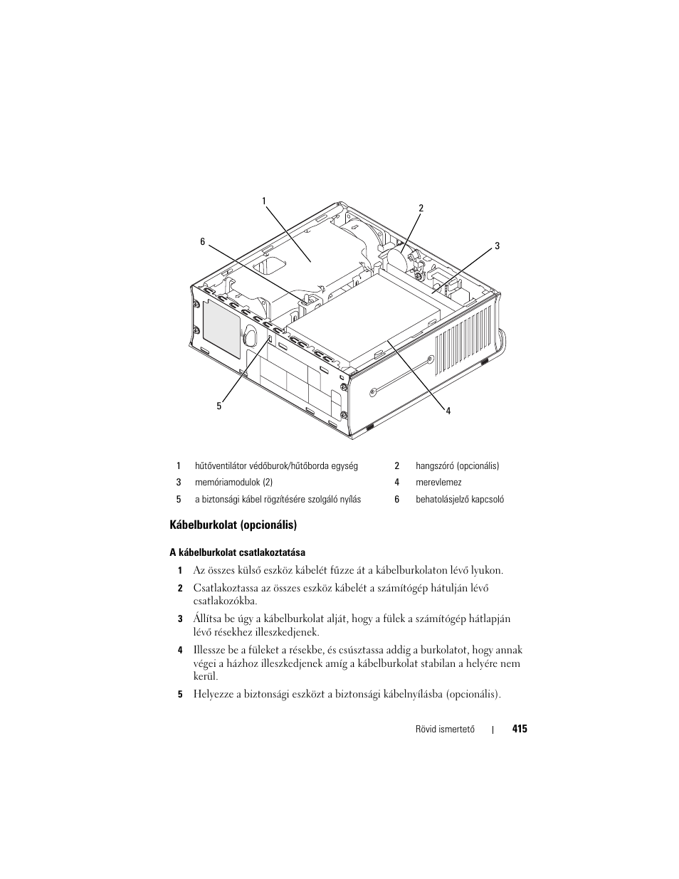Kábelburkolat (opcionális) | Dell OptiPlex 755 User Manual | Page 415 / 622