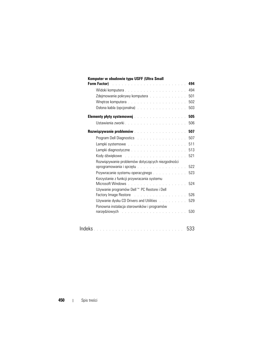 Indeks | Dell OptiPlex 755 User Manual | Page 450 / 622