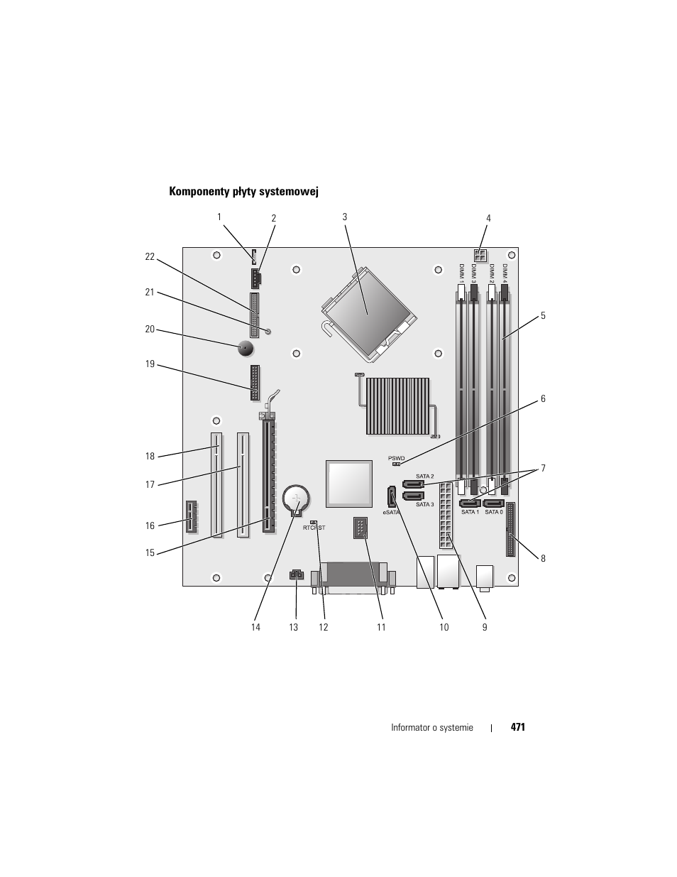 Komponenty płyty systemowej | Dell OptiPlex 755 User Manual | Page 471 / 622