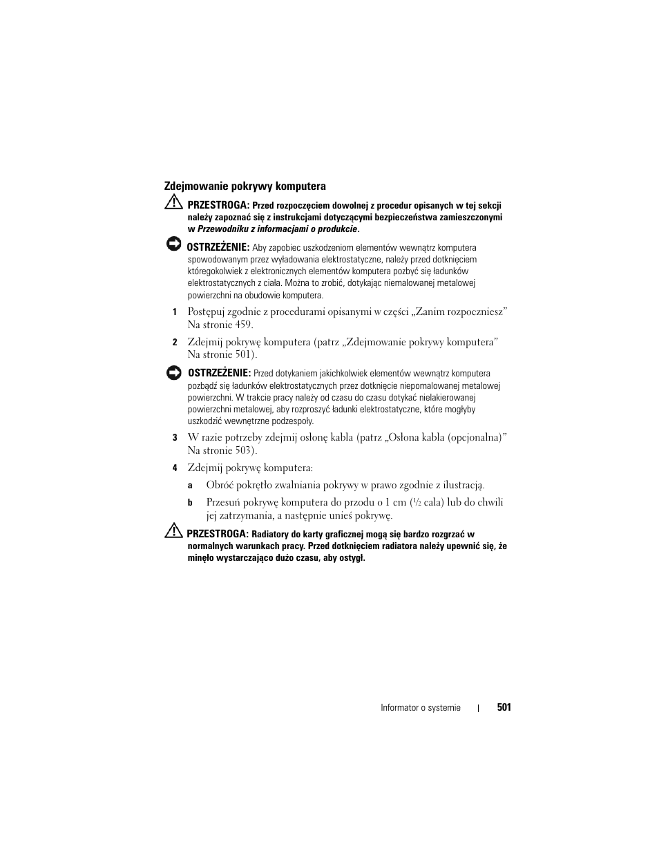 Zdejmowanie pokrywy komputera | Dell OptiPlex 755 User Manual | Page 501 / 622