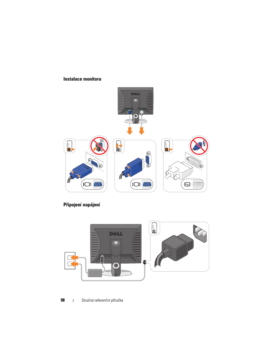 Instalace monitoru, Připojení napájení | Dell OptiPlex 755 User Manual | Page 98 / 622