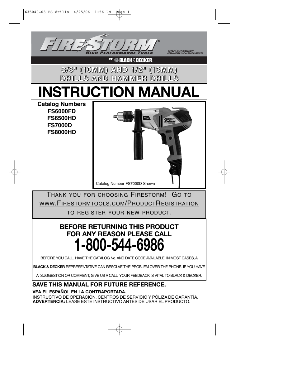 Black & Decker Fire Storm FS8000HD User Manual | 40 pages