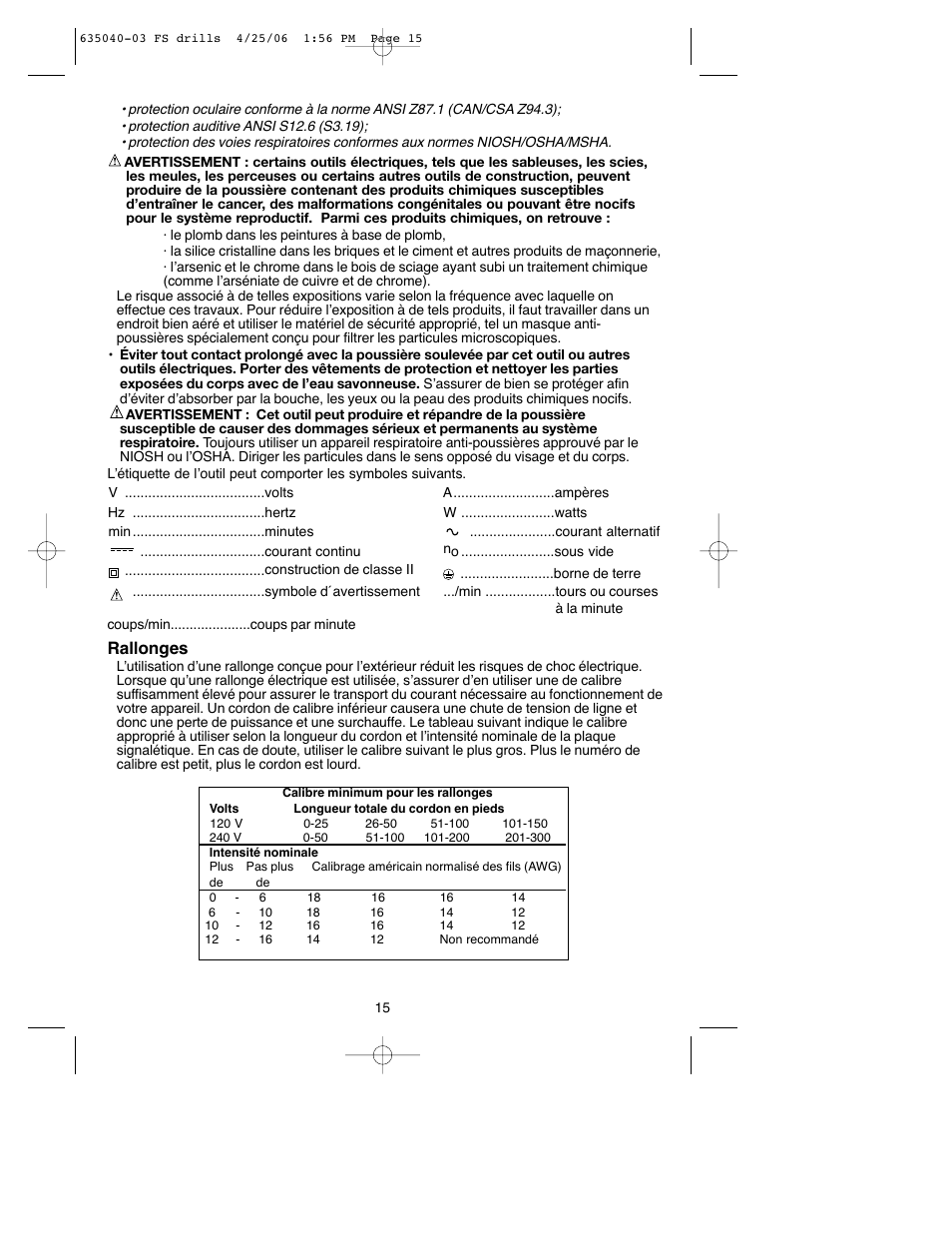 Rallonges | Black & Decker Fire Storm FS8000HD User Manual | Page 15 / 40