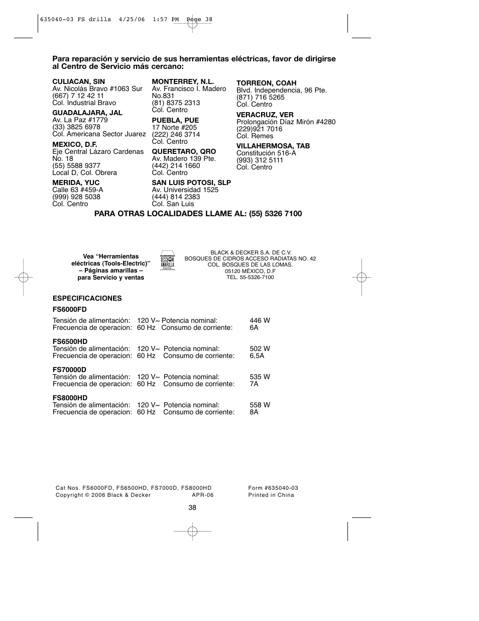 Black & Decker Fire Storm FS8000HD User Manual | Page 38 / 40