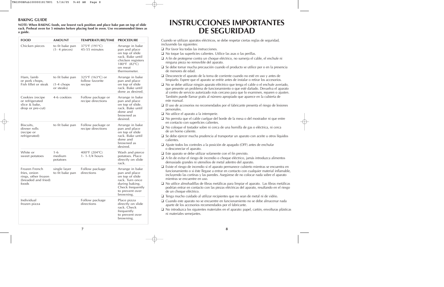 Instrucciones importantes de seguridad | Black & Decker TRO390 Series User Manual | Page 5 / 15