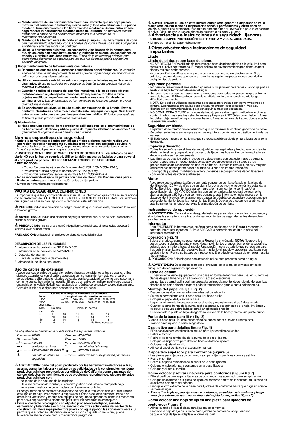 Normas específicas de seguridad | Black & Decker Mouse 90532198 User Manual | Page 6 / 7