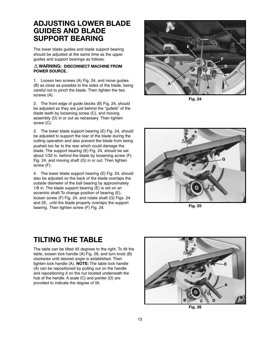 Tilting the table | Black & Decker BDBS100 User Manual | Page 13 / 46