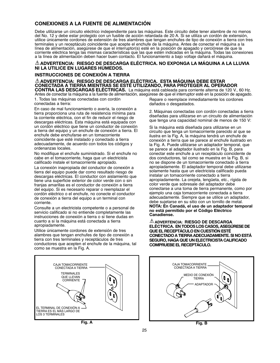 Conexiones a la fuente de alimentación | Black & Decker BDBS100 User Manual | Page 25 / 46