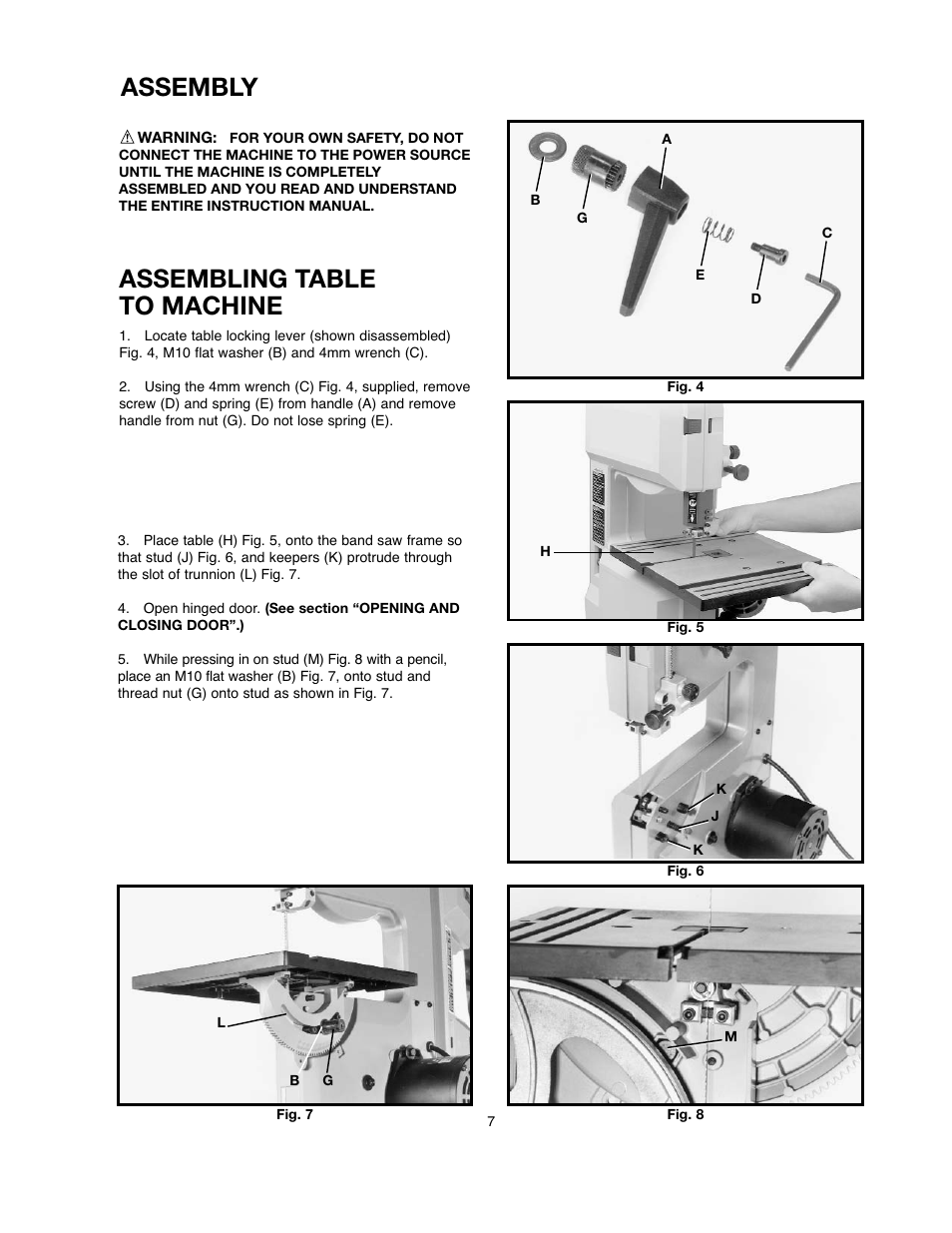 Assembling table to machine, Assembly | Black & Decker BDBS100 User Manual | Page 7 / 46