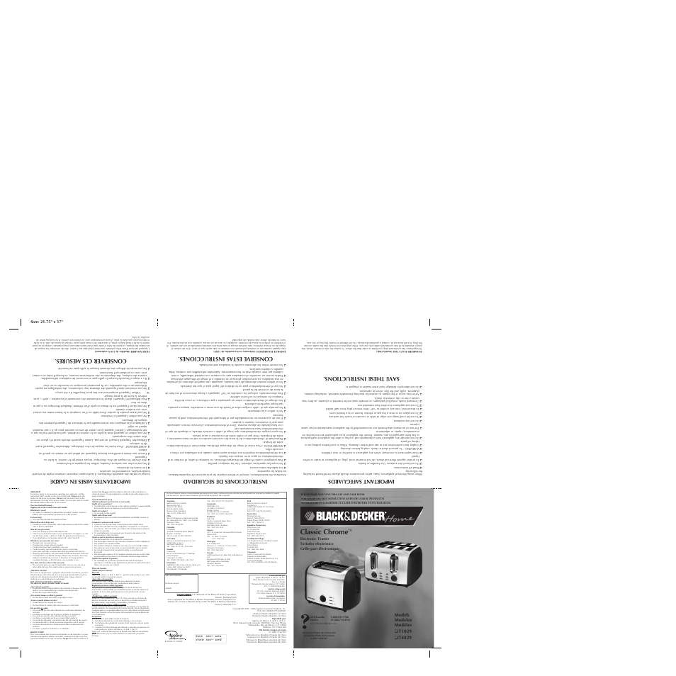 Black & Decker T1029 User Manual | 2 pages