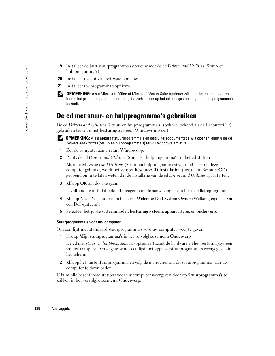 De cd met stuur- en hulpprogramma's gebruiken | Dell OptiPlex GX520 User Manual | Page 130 / 310