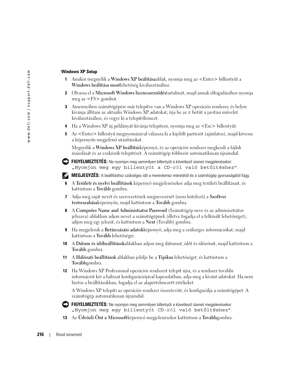 Dell OptiPlex GX520 User Manual | Page 216 / 310