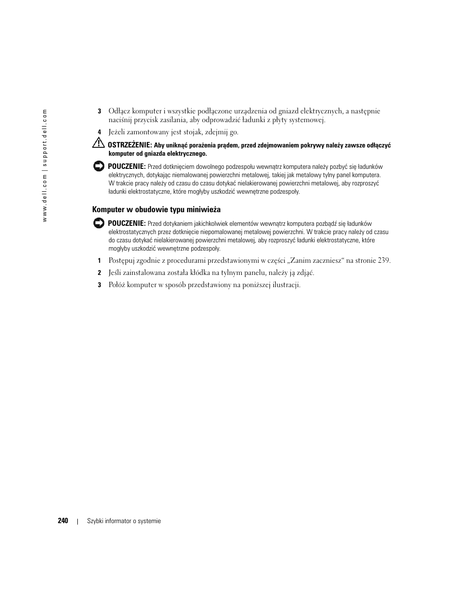 Komputer w obudowie typu miniwieża | Dell OptiPlex GX520 User Manual | Page 240 / 310