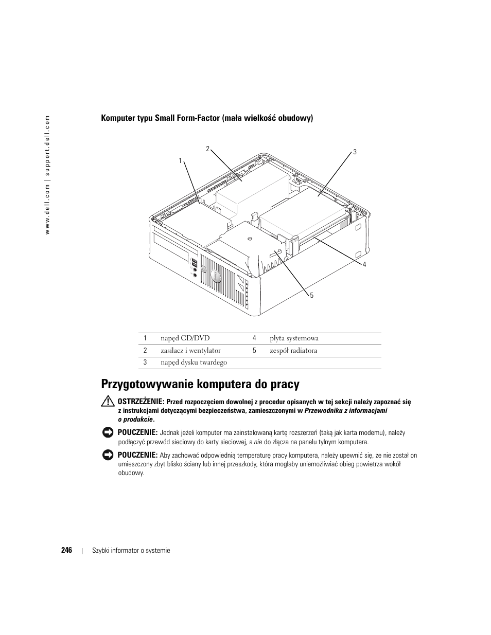 Przygotowywanie komputera do pracy | Dell OptiPlex GX520 User Manual | Page 246 / 310