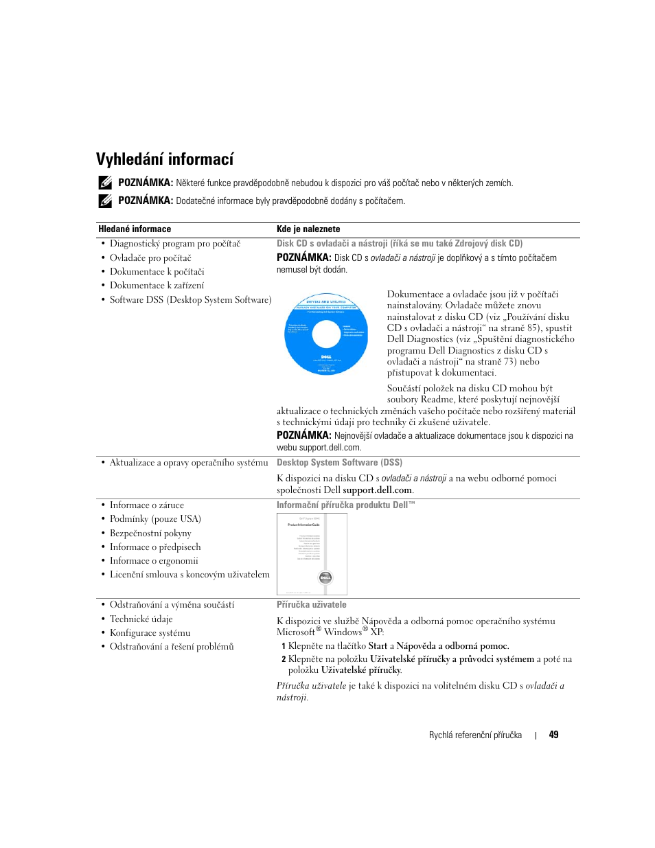 Vyhledání informací | Dell OptiPlex GX520 User Manual | Page 49 / 310