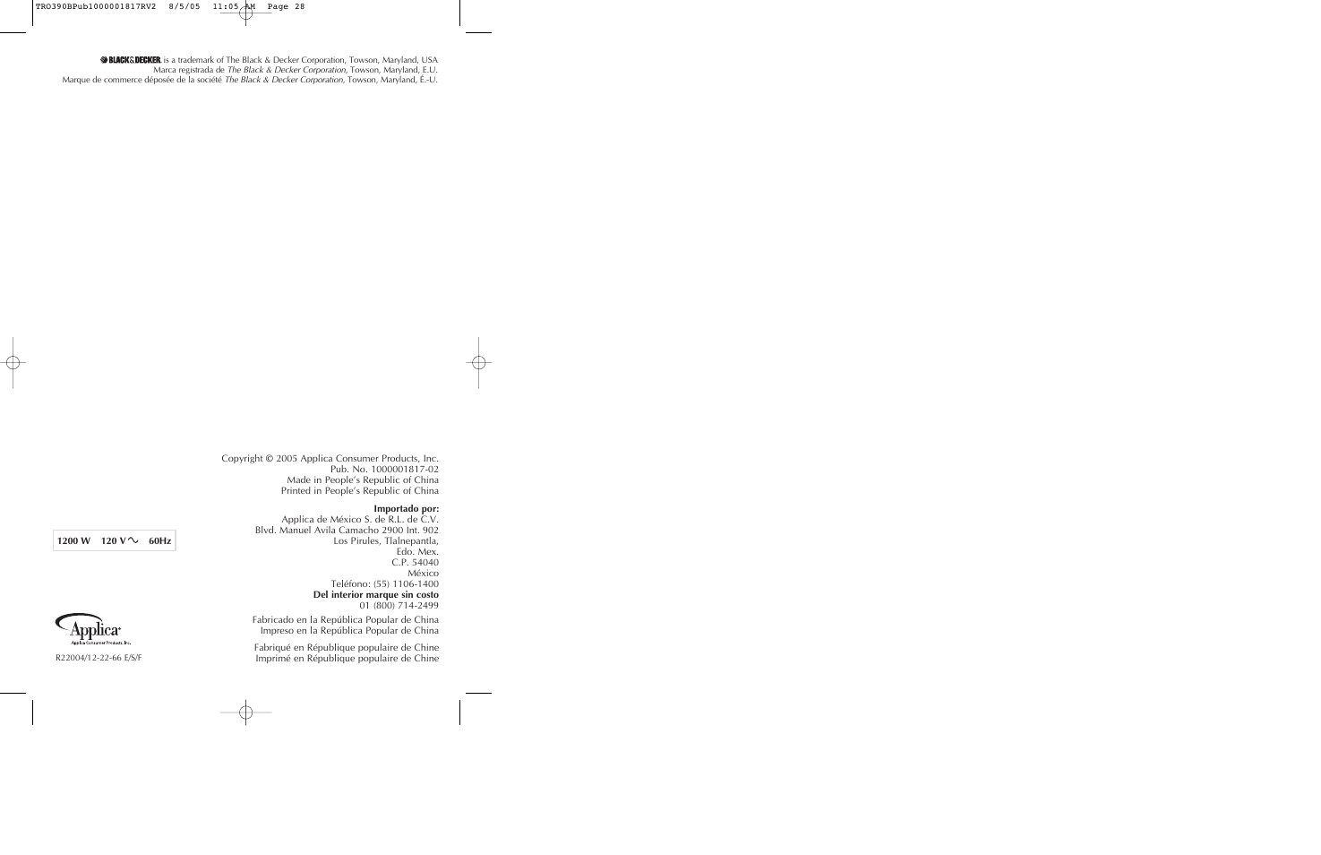 Black & Decker TRO390 User Manual | Page 15 / 15