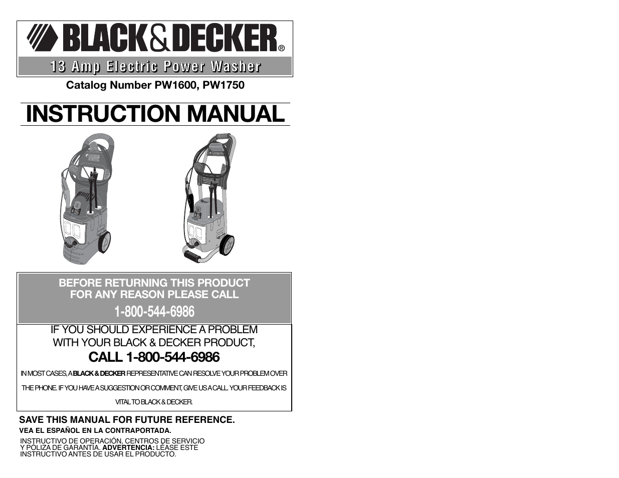 Black & Decker PW1750 User Manual | 27 pages
