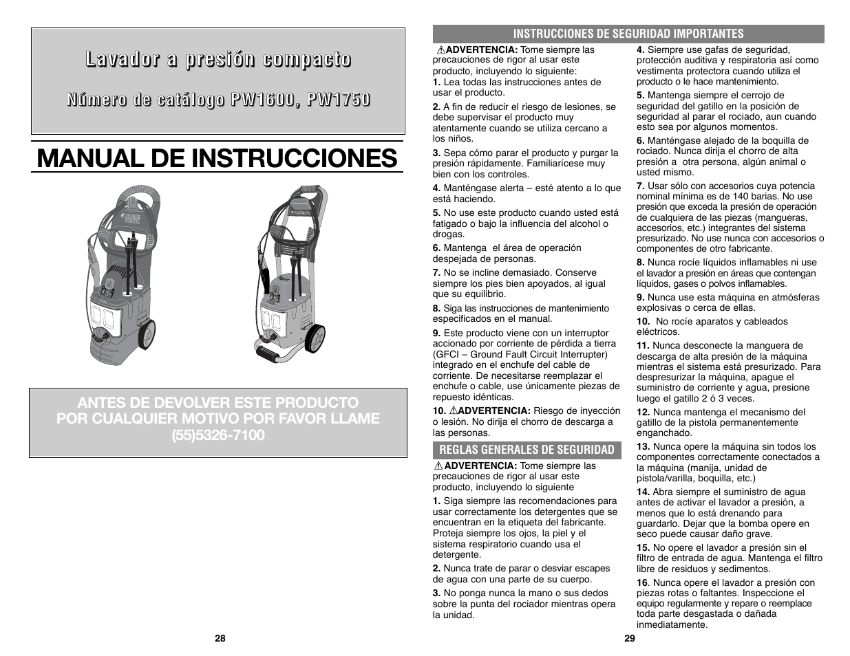 Manual de instrucciones | Black & Decker PW1750 User Manual | Page 15 / 27