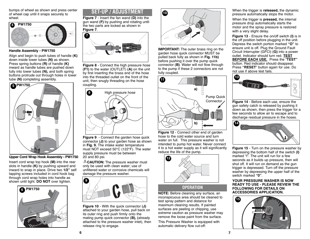 Set-up / adjustment | Black & Decker PW1750 User Manual | Page 4 / 27