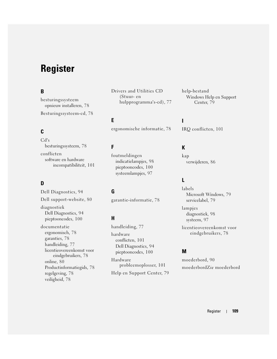 Register | Dell OptiPlex 745c (Early 2007) User Manual | Page 109 / 262