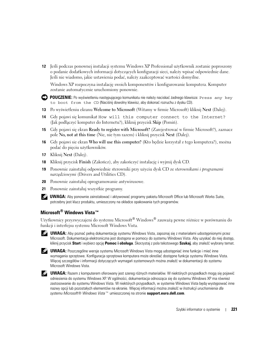 Microsoft® windows vista, Microsoft | Dell OptiPlex 745c (Early 2007) User Manual | Page 221 / 262