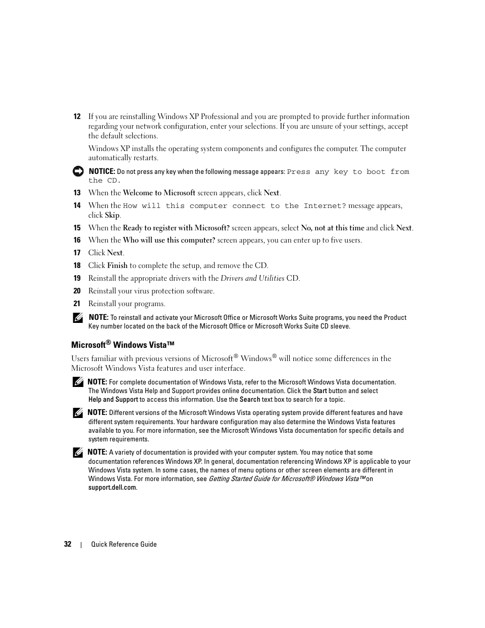 Microsoft® windows vista, Microsoft | Dell OptiPlex 745c (Early 2007) User Manual | Page 32 / 262