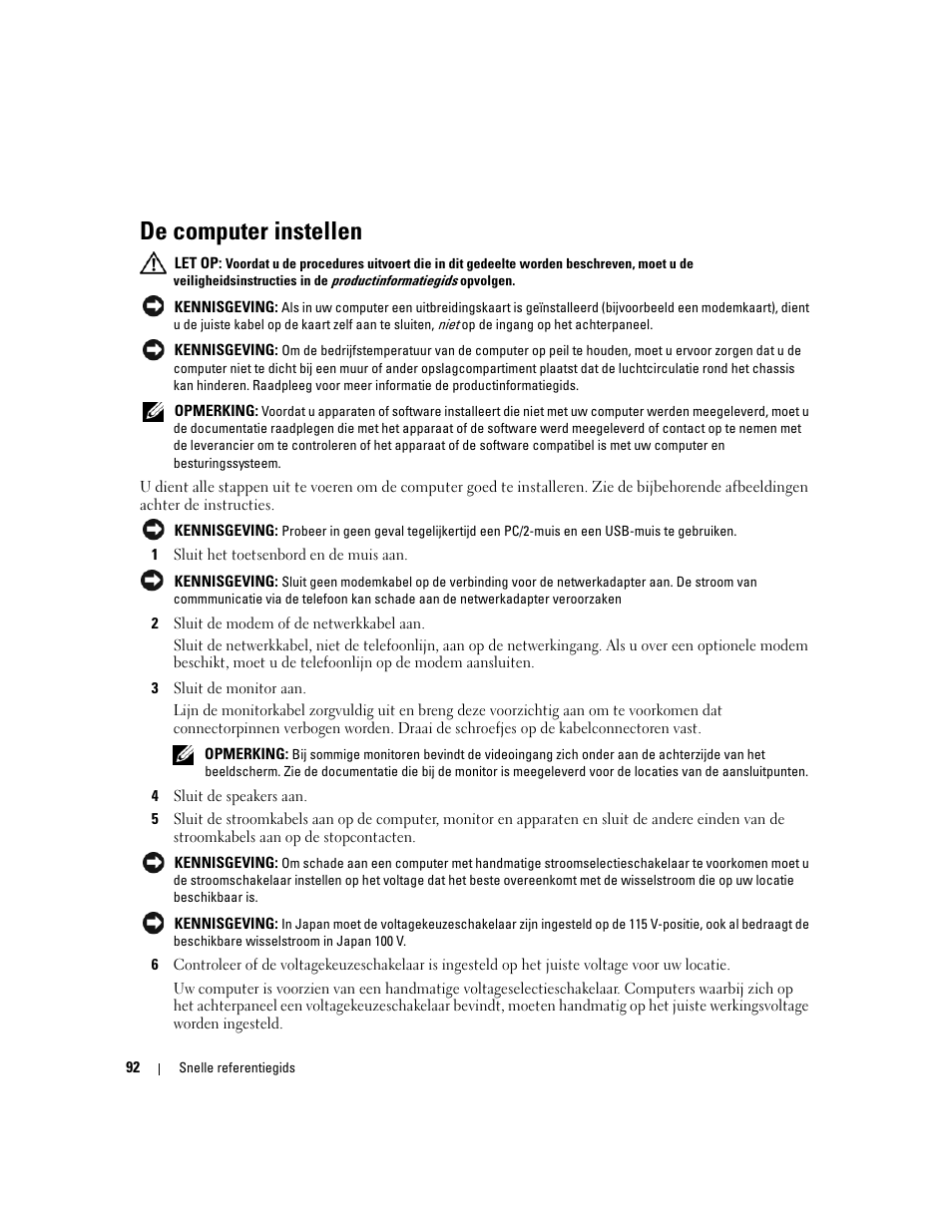 De computer instellen | Dell OptiPlex 745c (Early 2007) User Manual | Page 92 / 262