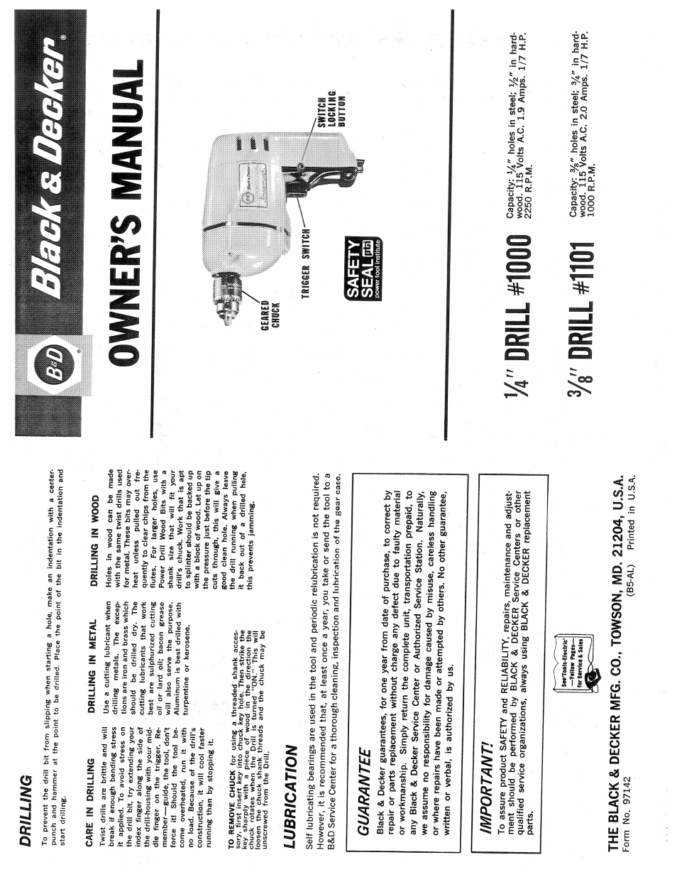 Black & Decker 1101 User Manual | 2 pages