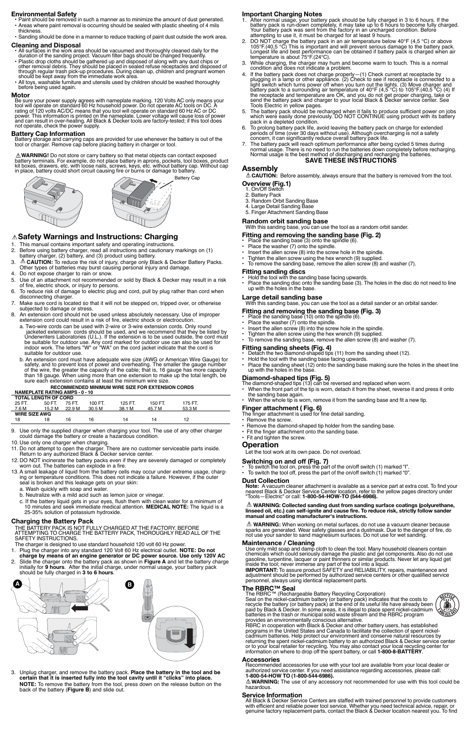 Safety warnings and instructions: charging, Assembly, Operation | Black & Decker BDS1801 User Manual | Page 2 / 6