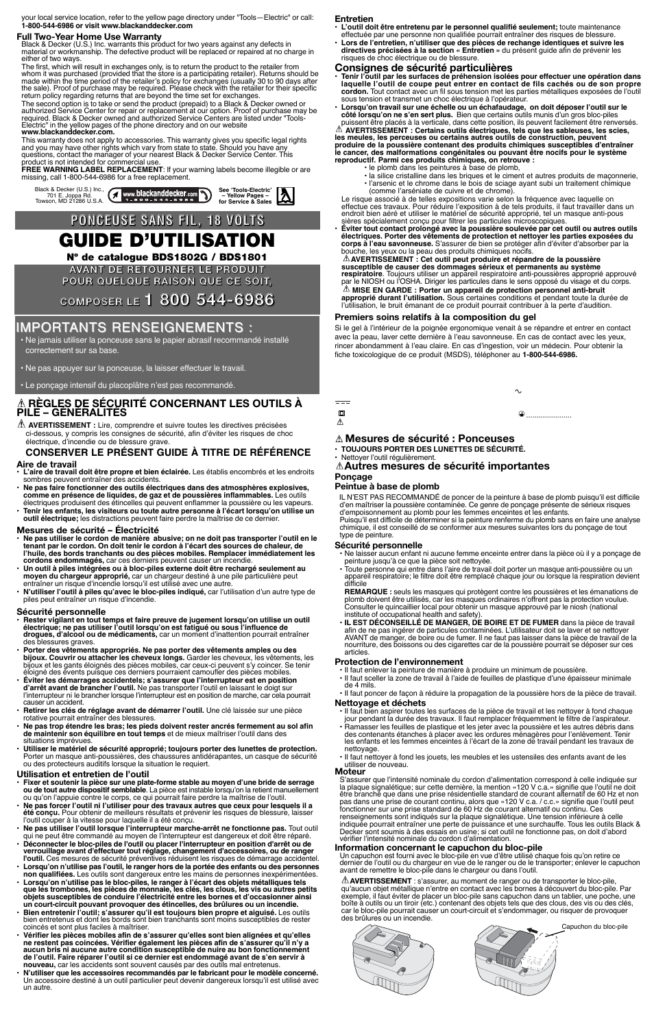 Guide d’utilisation | Black & Decker BDS1801 User Manual | Page 3 / 6