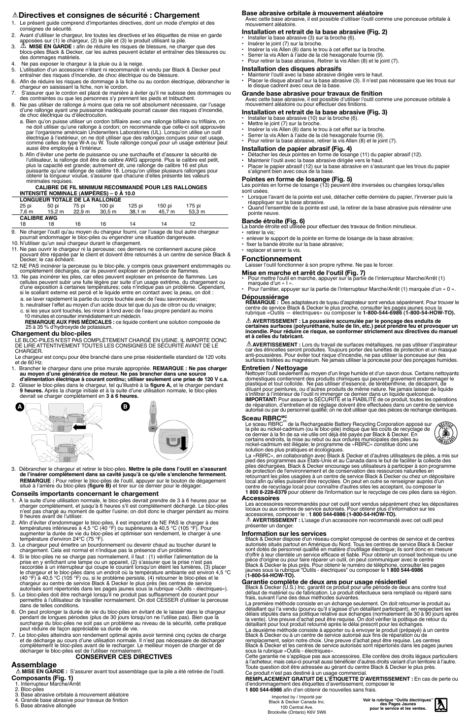 Directives et consignes de sécurité : chargement, Assemblage, Fonctionnement | Black & Decker BDS1801 User Manual | Page 4 / 6