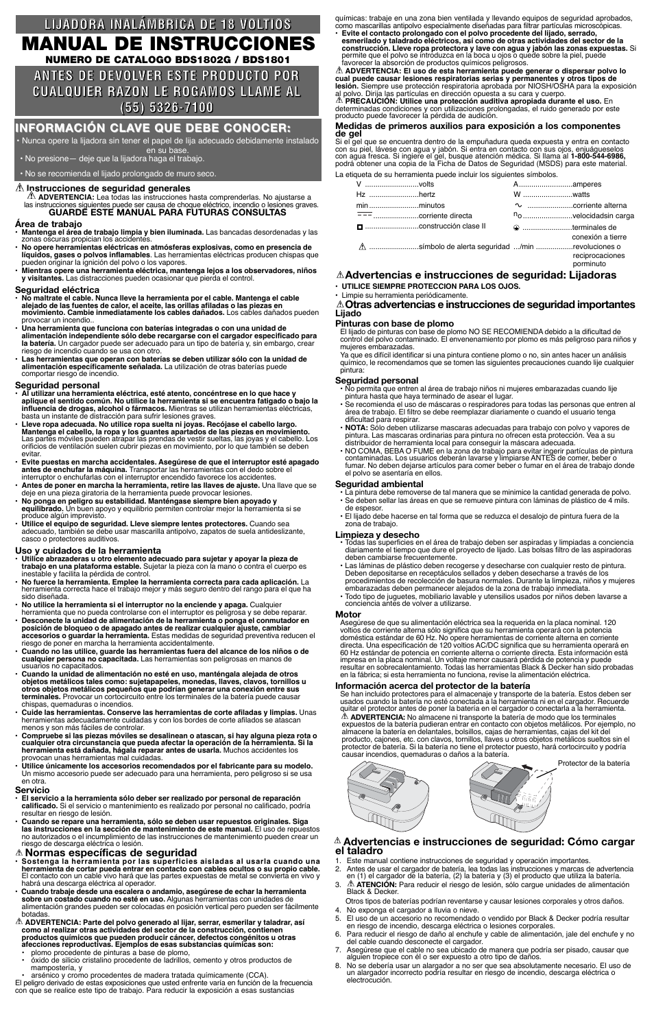 Manual de instrucciones | Black & Decker BDS1801 User Manual | Page 5 / 6