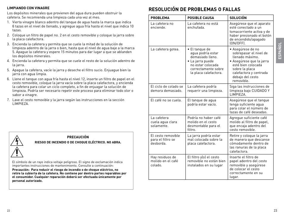 Resolución de problemas o fallas | Black & Decker BCM1410B User Manual | Page 12 / 15