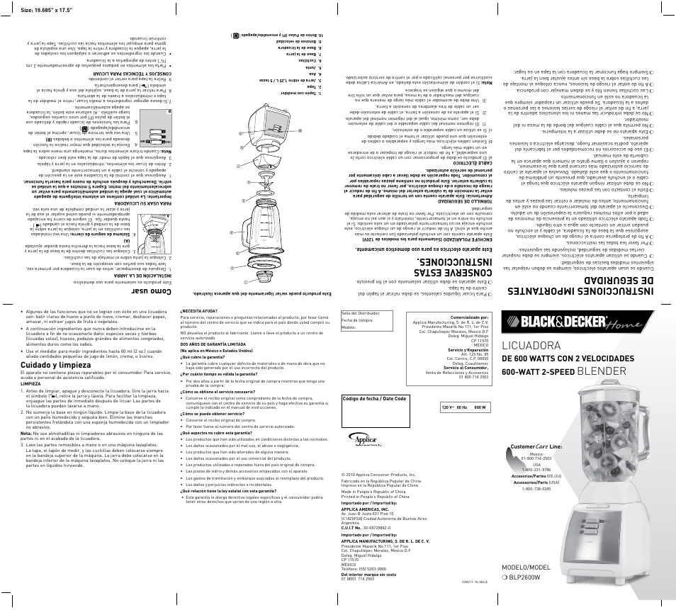 Black & Decker BLP2600WUC User Manual | 2 pages