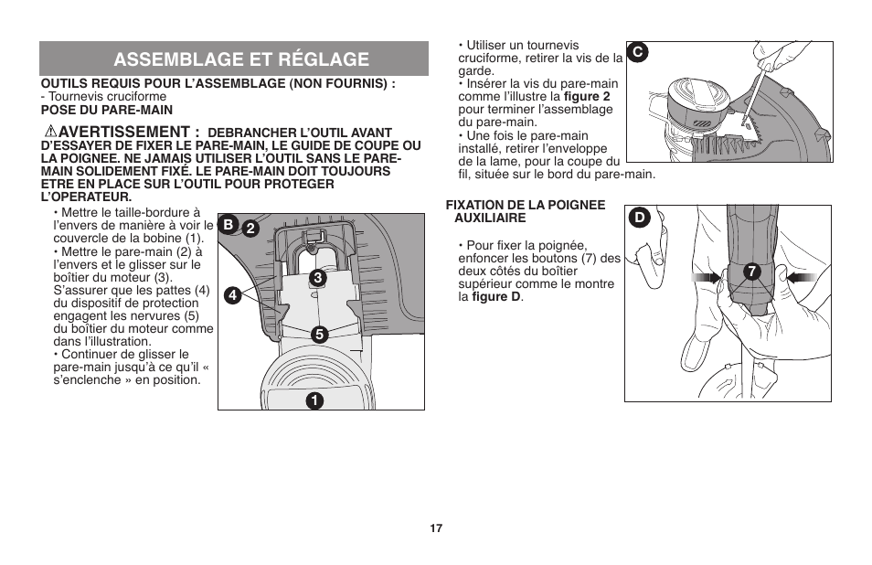 Assemblage et réglage | Black & Decker GH710 User Manual | Page 17 / 37