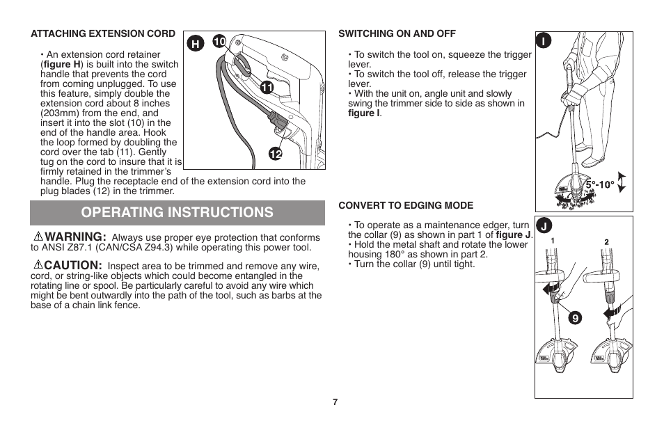Operating instructions | Black & Decker GH710 User Manual | Page 7 / 37