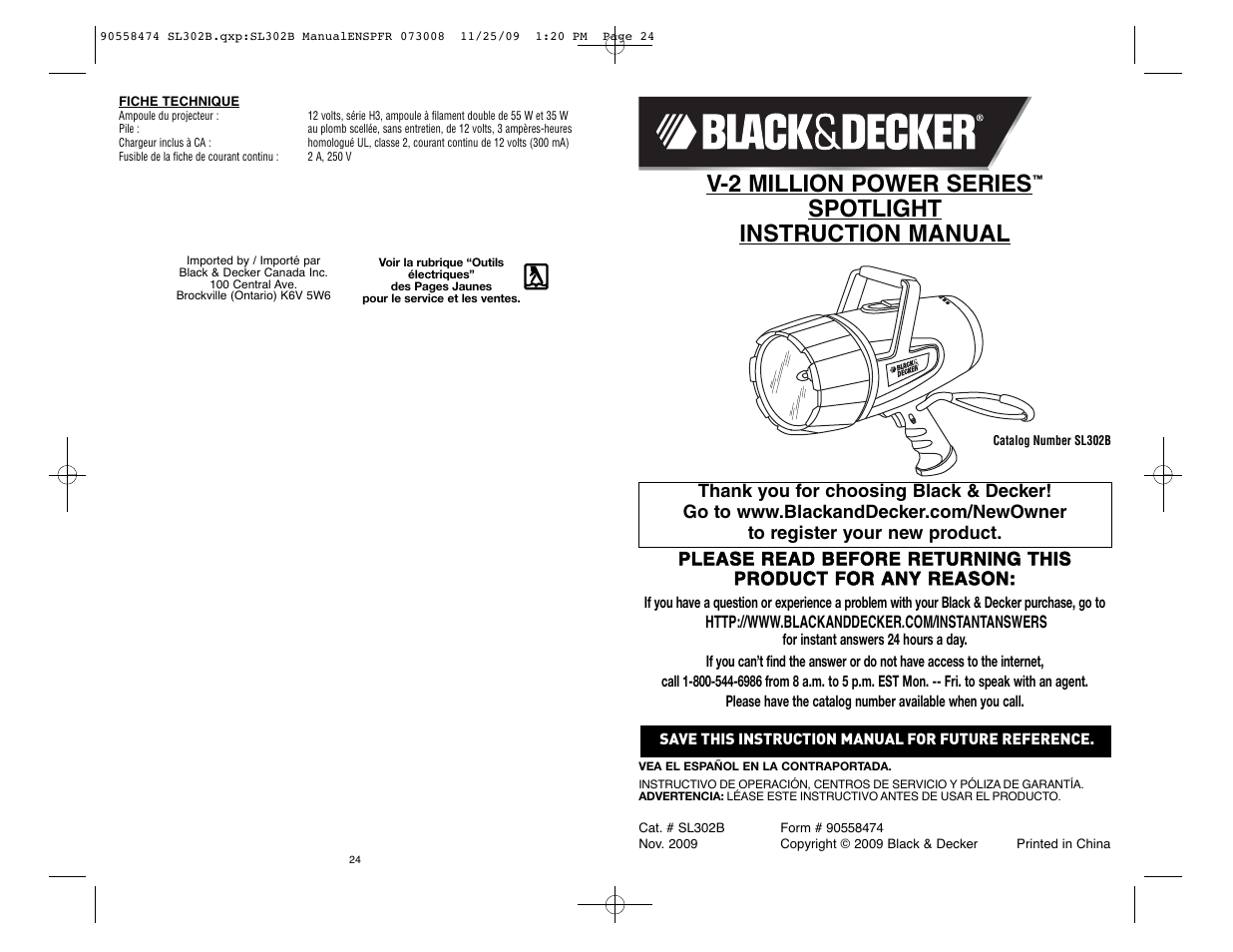 Black & Decker Power Series 90558474 User Manual | 12 pages