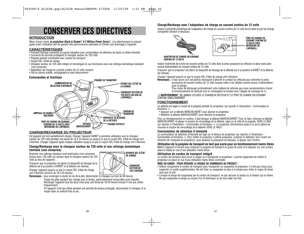 Conserver ces directives | Black & Decker Power Series 90558474 User Manual | Page 11 / 12