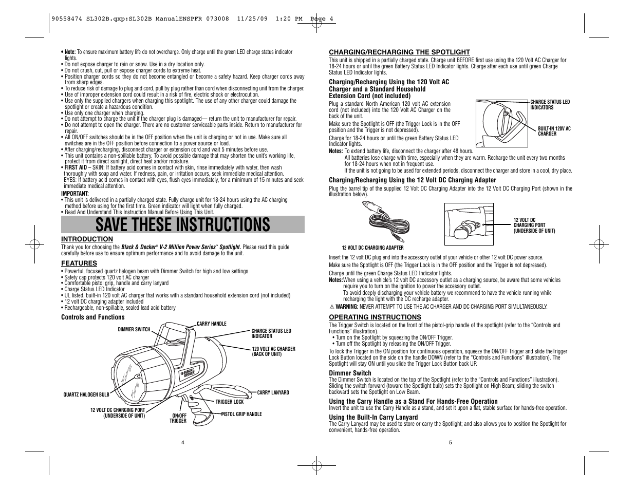 Save these instructions | Black & Decker Power Series 90558474 User Manual | Page 3 / 12