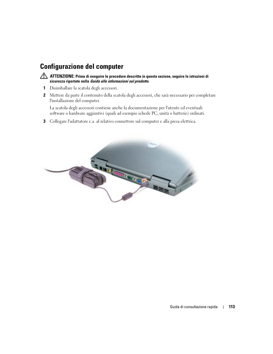 Configurazione del computer | Dell Latitude D510 User Manual | Page 113 / 156