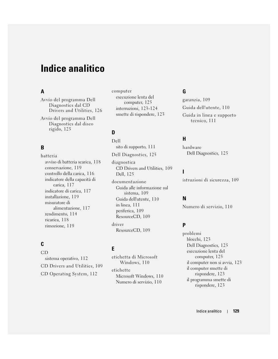 Indice analitico | Dell Latitude D510 User Manual | Page 129 / 156
