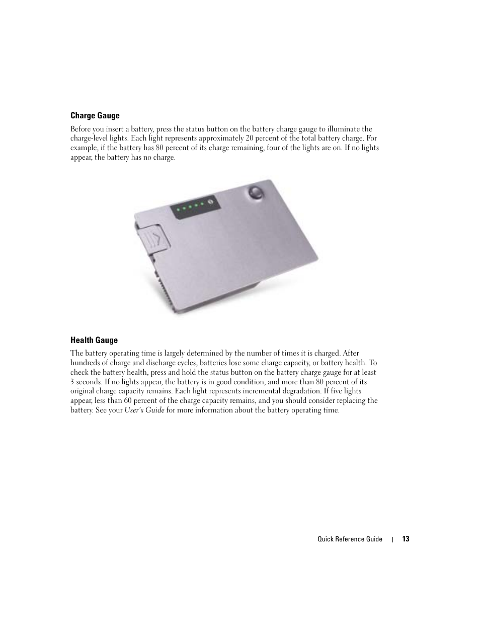 Charge gauge, Health gauge | Dell Latitude D510 User Manual | Page 13 / 156