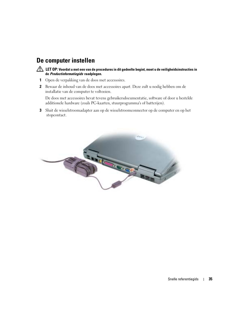 De computer instellen | Dell Latitude D510 User Manual | Page 35 / 156