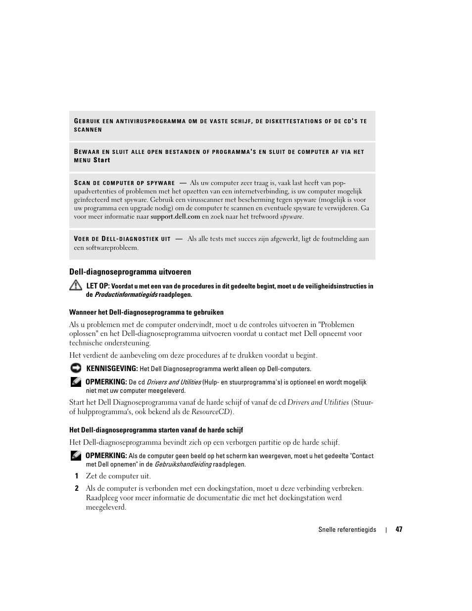 Dell-diagnoseprogramma uitvoeren | Dell Latitude D510 User Manual | Page 47 / 156