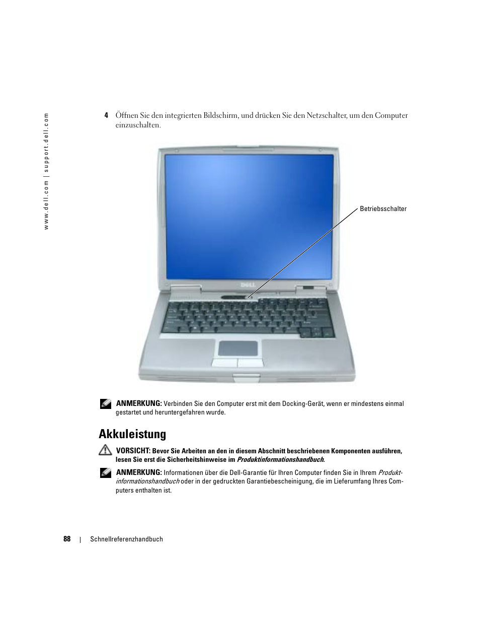 Akkuleistung | Dell Latitude D510 User Manual | Page 88 / 156